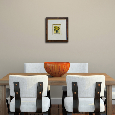 黄薔薇　木版画|