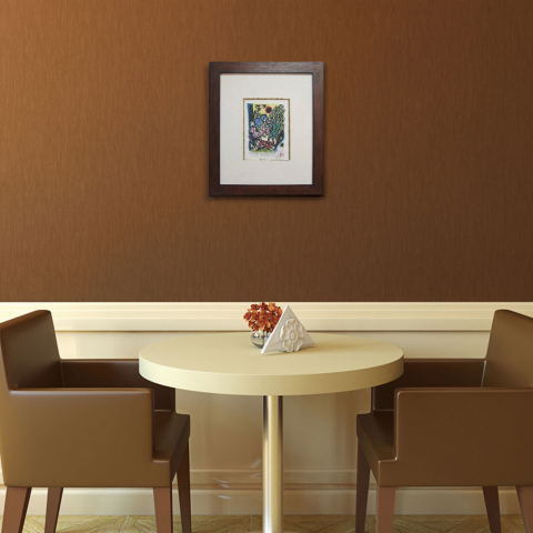 赤い家の見える所　木版画|