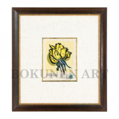 黄薔薇　木版画