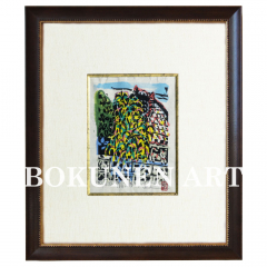 シダレクロトン　木版画