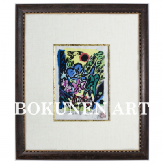 赤い家の見える所　木版画