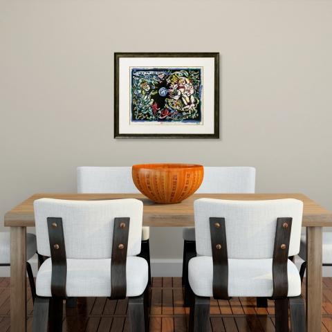 大地球寿具　木版画|