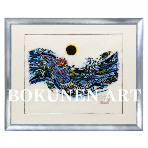 時の流れ　木版画|