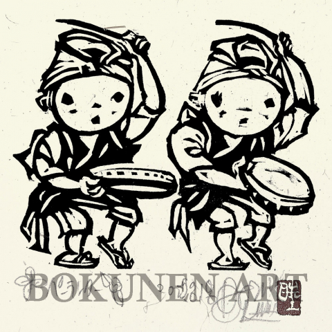 パーランクー　木版画(墨版)|