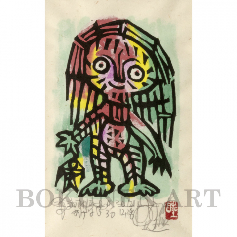 おさかなあげる　木版画|