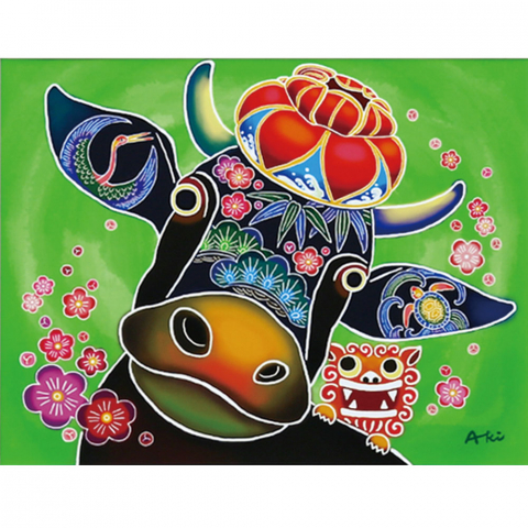 PAHab 干支　花笠牛とシーサー|