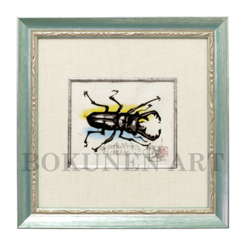 クワガタムシ　木版画|