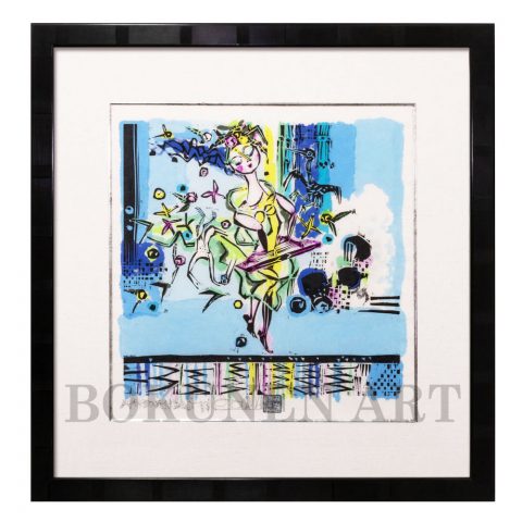 水面の旋律　木版画|