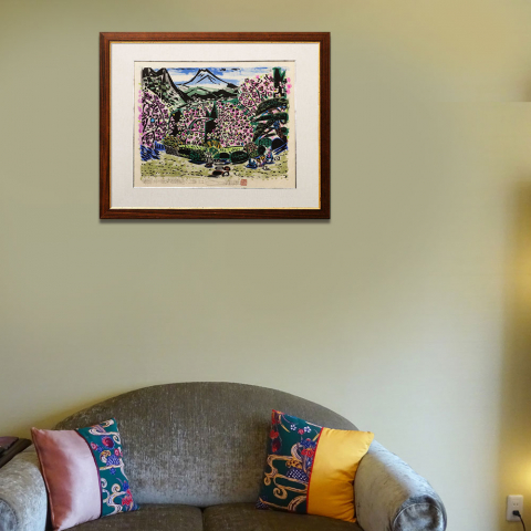 大仁眺望　木版画|