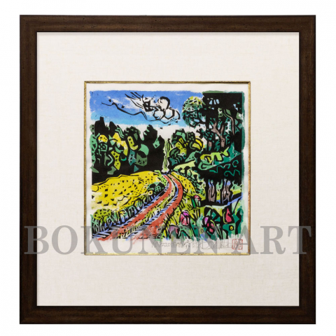 赤土の道　木版画|