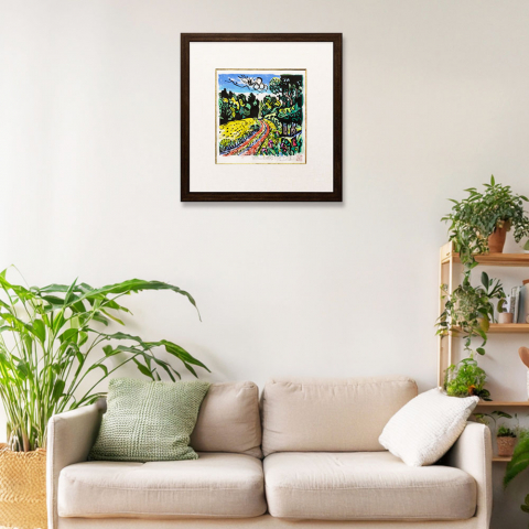 赤土の道　木版画|