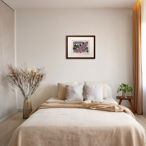 浜の花　四「花波」木版画|