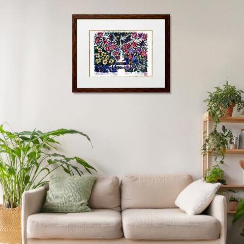 浜の花　二「花門」木版画|